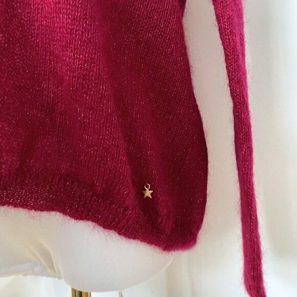 NWT DES PETITS HAUTS ANAHI RASPBERRY METALLIC SUPERKID MOHAIR SILK BLEND SWEATER - Picture 5 of 10